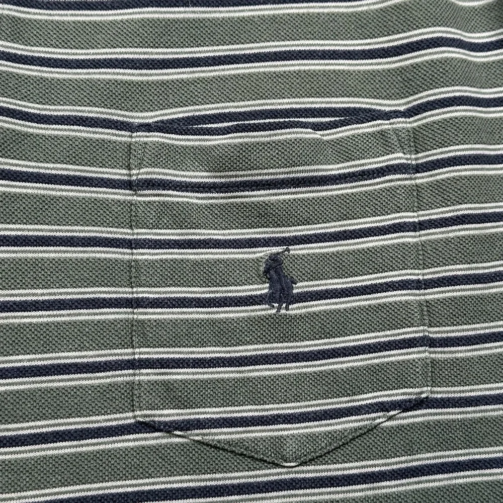 Polo Ralph Lauren Polo Shirt Mens 2XL Green Striped Short Sleeve Pocket NOTE
